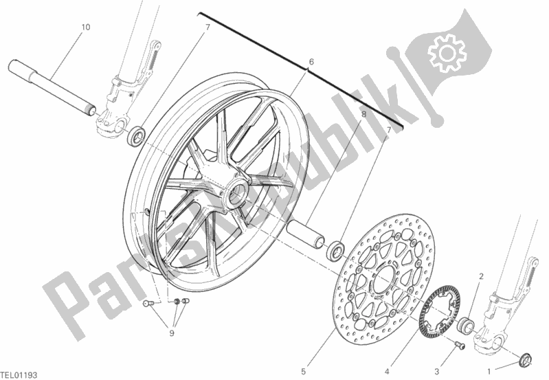 Todas las partes para Rueda Delantera de Ducati Scrambler Flat Track Thailand USA 803 2020
